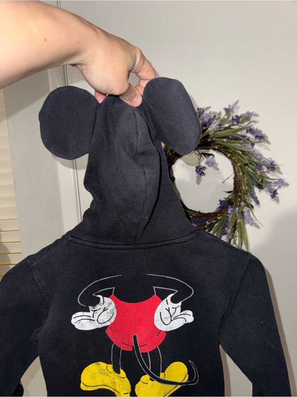 Disney Parks Mickey Mouse Kids XS Black Hoodie 3D Ears Front & Back Graphic - Picture 7 of 10